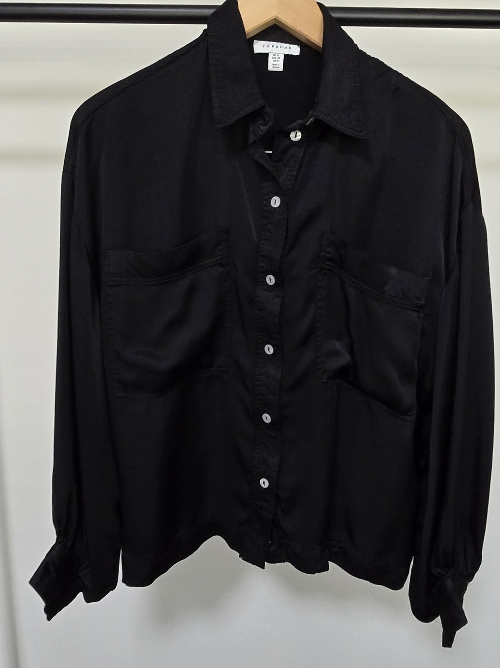 Topshop Black Casual Button-Down Shirt